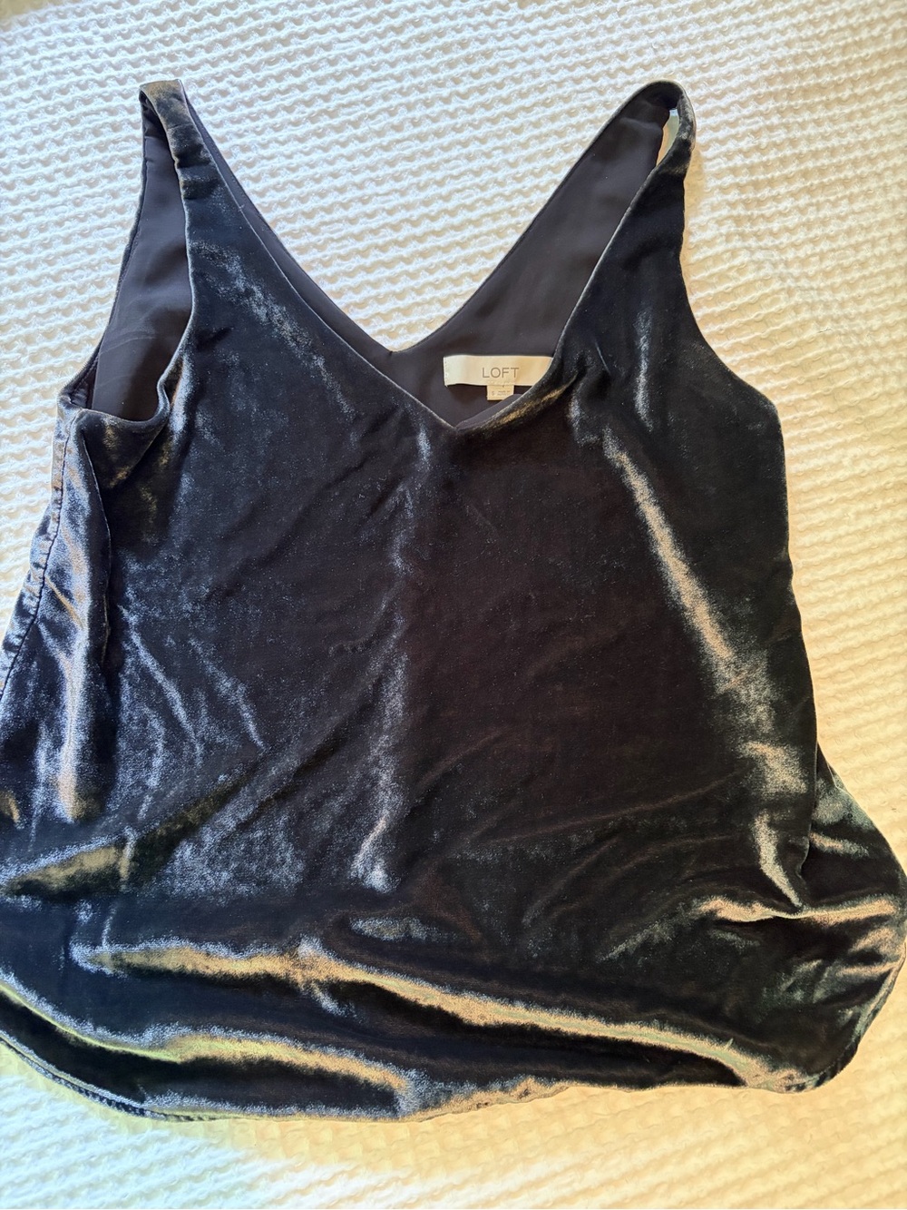 LOFT grey  Velvet V-Neck Tank Top